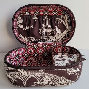 Vera Bradley Jewelry Case Retired Rare Oval Zip Around Imperial Toile